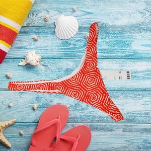 Out From Under Victoria V-shape Printed Bikini Bottom In Red Multi